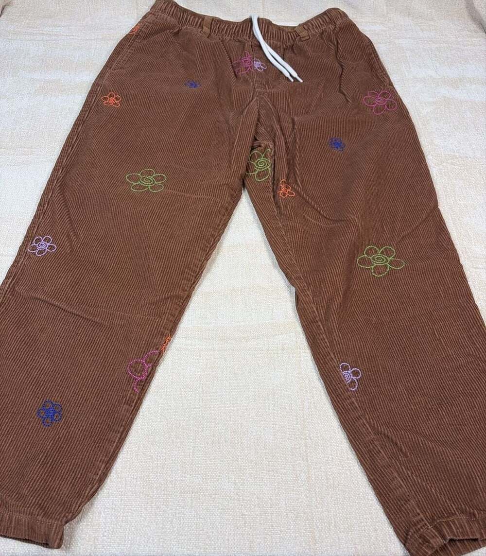 Urban Outfitters Brown Corduroy Floral Embroidered Trousers Size L